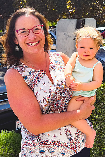 Mina Worthington holding Lennon