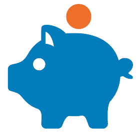 Coins deposited into piggybank icon