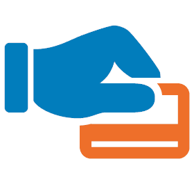 hand swiping debit card icon